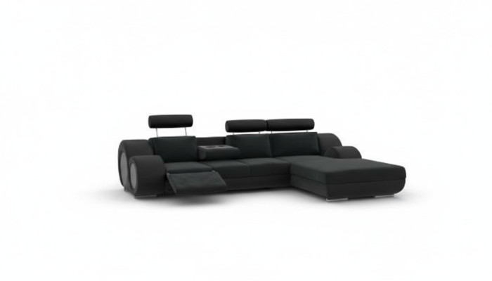 Sofá de diseño Sofá Tapizado Sofá de cuero + USB Nuevo Conjunto de salón Esquina de sofá
