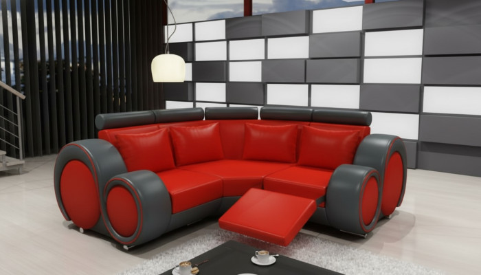 SOFÁ DE CUERO SOFÁ DE ESQUINA DE DISEÑO DE SOFÁ DE SOFA BERLÍN CON USB.