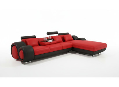 Sofá de esquina con diseño patentado + USB, sofá de cuero esquina BERLÍN conjunto de sala de estar