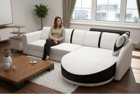 SOFÁ DE CUERO EN FORMA DE ESQUINA CON FUNCIÓN DE CAMA SOFÁ DE DISEÑO SOFÁ CAMA SILLÓN DE ESQUINA DE CUERO con USB