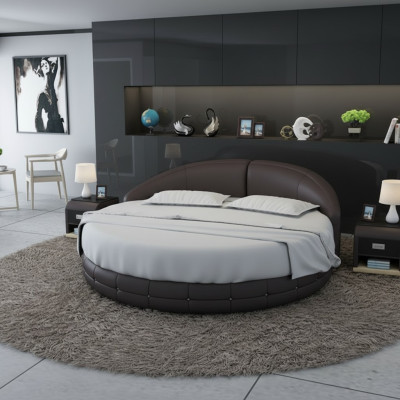 Diseño Cama redonda Cama tapizada Cama de lujo Cama doble Camas USB Redondo