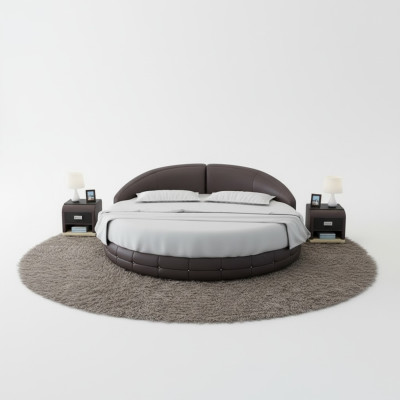 Diseño Cama redonda Cama tapizada Cama de lujo Cama doble Camas USB Redondo