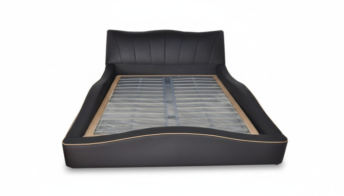Diseño de cama de hotel de lujo con tapizado de cuero y marco de USB, camas acolchadas.