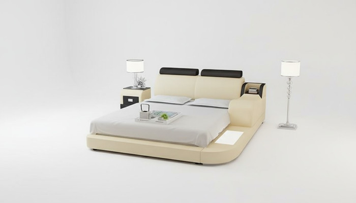 Diseño cama XXL camas grandes de cuero de hotel tapizadas 160x200cm estante multifunción USB