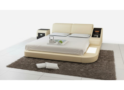 Diseño de cama XXL Big camas de cuero Hotel acolchado 160x200cm estante multifunción USB