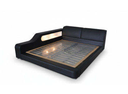 Diseño cama XXL camas grandes de cuero acolchado Hotel 200x200cm estante multifuncional USB