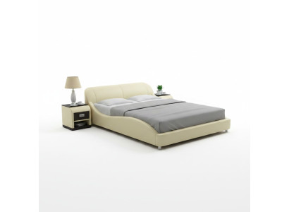 Diseño de cama doble acolchada moderna para dormitorio con USB y estante 200x210 cm.