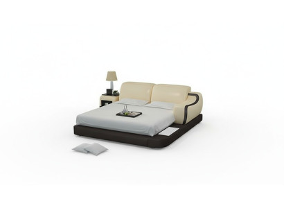 Diseño cama XXL Big Betten Hotel tapizado 200x200 estante multifunción USB cuero