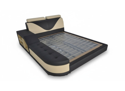 Diseño cama multifunción XXL grandes camas cuero hotel tapizado 180x200 estante USB