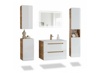 Diseño de muebles de baño, conjunto de baño, armario, lavabo, decoración, iluminación