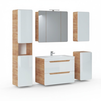 Diseño de muebles de baño Juego de 5 piezas para baño Armario Iluminación