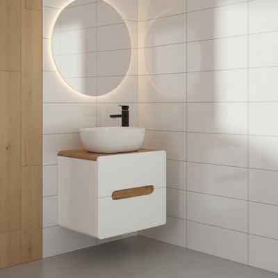 Lavabo del baño lavabo con cuenco de lavabo empotrado 60cm con armario inferior de alto brillo
