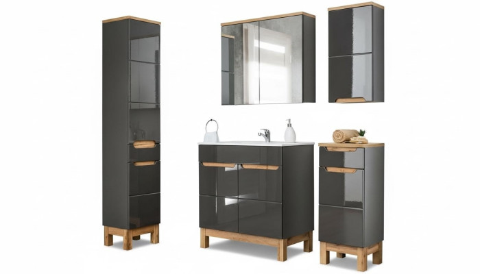 Diseño de muebles de baño Juego de muebles de baño Armario Lavabo Conjunto de mobiliario de baño 5 piezas.