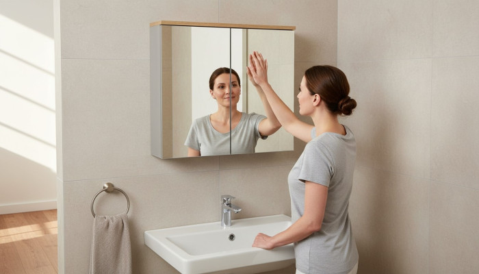 Mueble de lavabo colgante con lavabo de 60 cm.