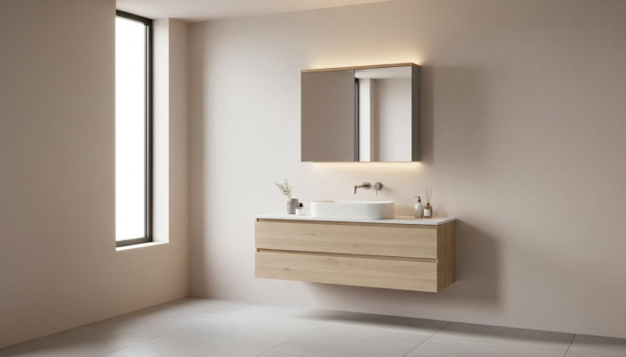 Mueble de lavabo colgante con lavabo de 60 cm.