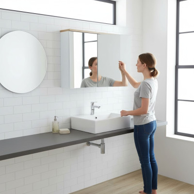Armario de espejo para la pared, armario de baño con espejo de 80 cm.