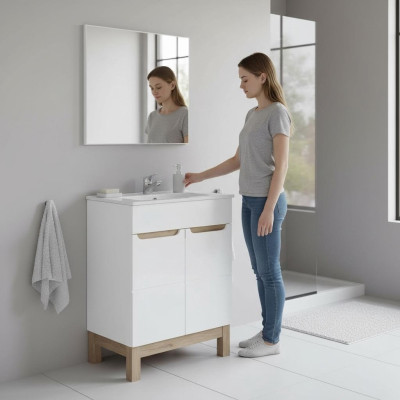 Lavabo Mueble de lavabo Mueble inferior Lavabo Baño Lavabos 60cm Cerámica
