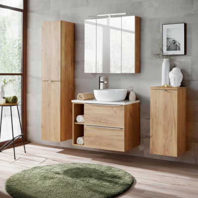 Diseño de muebles de baño Juego de 5 piezas con armario, decoración y lavamanos.