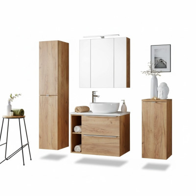 Diseño de muebles de baño Juego de 5 piezas con armario, decoración y lavamanos.