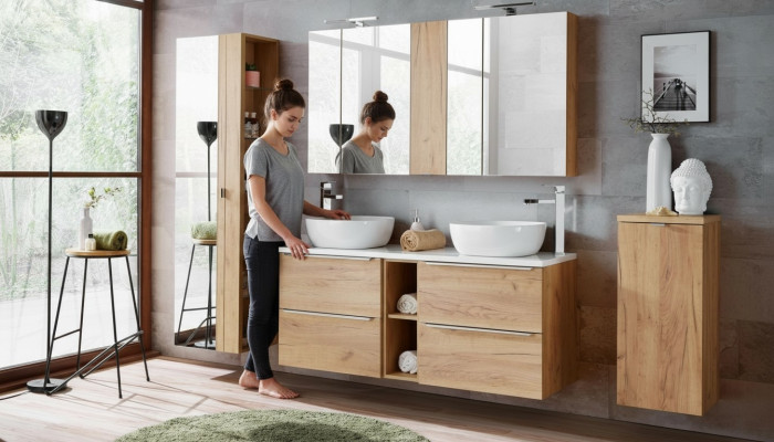 Diseño de muebles de baño Juego de 8 piezas Armario Lavabo