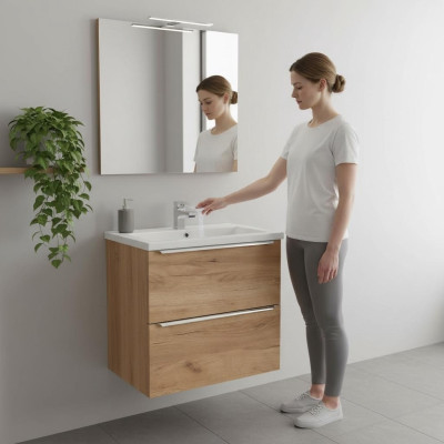 Diseño de lujo Lavabo Lavabo Pared Colgante con Armario incorporado