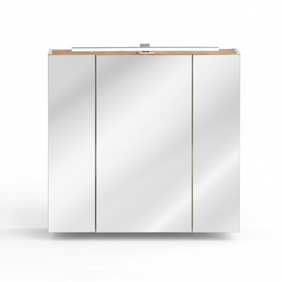 Armario de espejo con espejo de baño de pared con espejo de 80 cm y luces LED.