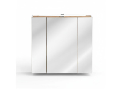 Armario de espejo con espejo de baño de pared con espejo de 80 cm y luces LED.