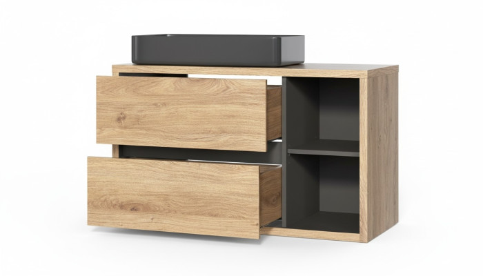 Mueble de lavabo con lavamanos colgante de 100 cm para baño.