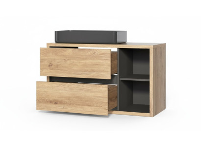 Mueble de lavabo con lavamanos colgante de 100 cm para baño.