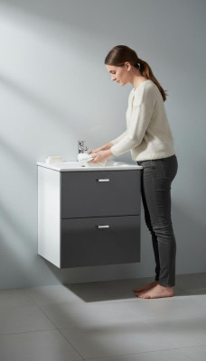 Mueble de baño conjunto de 40 cm con lavabo, armario de lavabo, cajón y armario colgante.