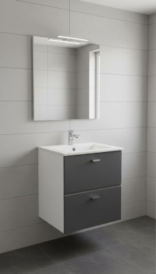 Mueble de baño conjunto de 40 cm con lavabo, armario de lavabo, cajón y armario colgante.