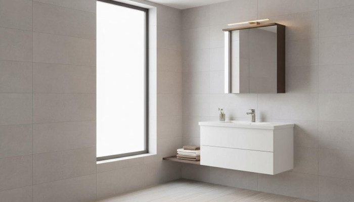 Armario de espejo con espejo de pared para baño con espejo de 60 cm LED.