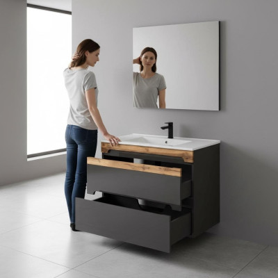 Mueble de baño conjunto de 80cm Lavabo con armario Moderno Lavabo decorativo