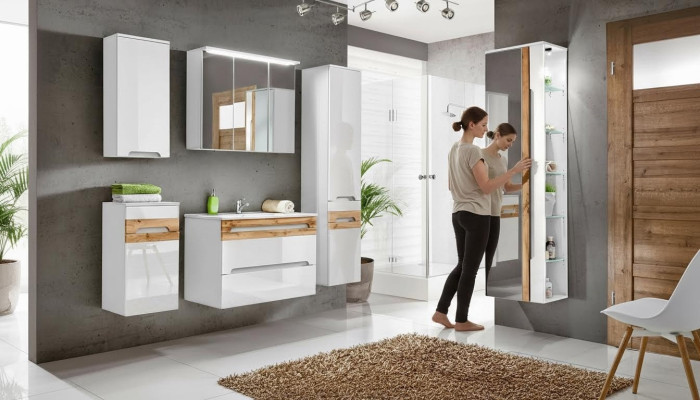 Diseño de muebles de baño Juego de 6 piezas para baño Decoración Armario Lavabo