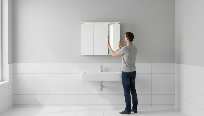 Armario de espejo Espejo de baño Gabinete de colgar Decoración Gabinete de pared Armario de baño