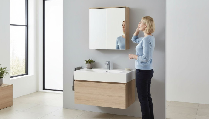 Espejo de baño con decoración mural Aparador Colgante Armario de pared Armario de baño