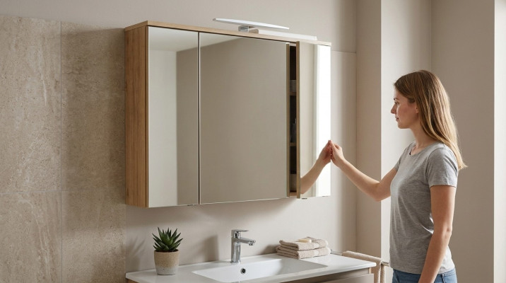 Armario con espejo gabinete de pared gabinete de baño decoración con espejo 80 cm LED