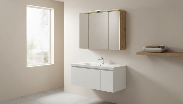 Armario con espejo gabinete de pared gabinete de baño decoración con espejo 80 cm LED