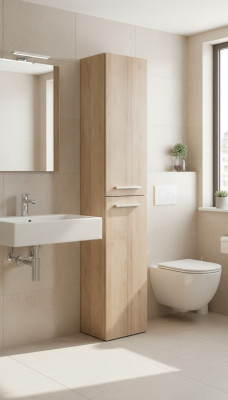 Armario de baño colgante alto de 160 cm, mueble de baño.