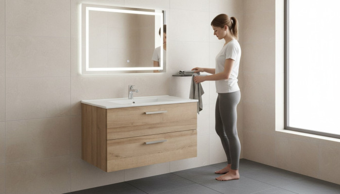 Mueble de baño de 80 cm con lavabo y mueble inferior moderno decorativo para lavamanos.