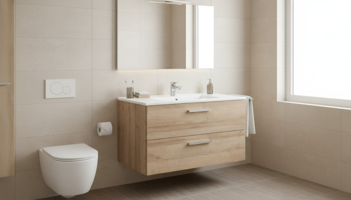 Mueble de baño de 80 cm con lavabo y mueble inferior moderno decorativo para lavamanos.
