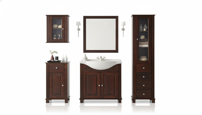 Mueble de baño conjunto, juego de muebles de baño, lavabo de baño de 5 piezas.