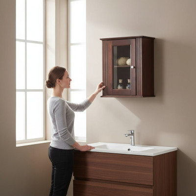 Farmacias Baño Muebles de baño Estante Armario Marrón Armarios Madera