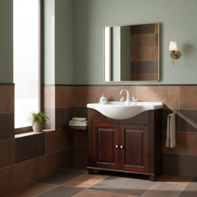 Muebles de baño Lavabo Estilo antiguo Fregadero con armario estilo rústico