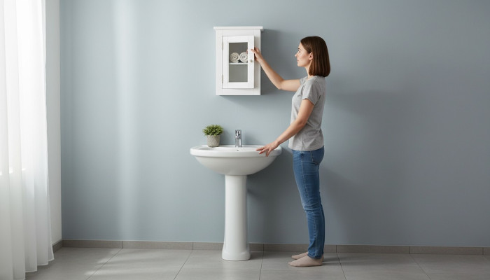 Baño Muebles de baño Estante Armario Armarios claros Farmacia Madera