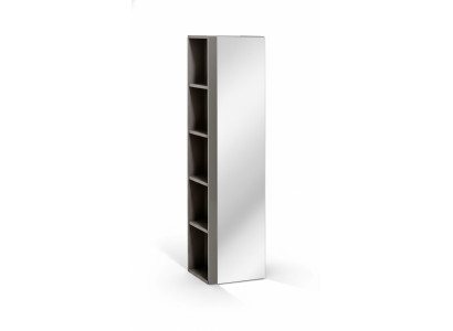 Armario alto de baño con espejo, puerta y estante. Mueble de baño.