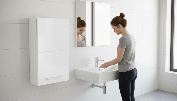 Cuarto de baño Mueble de baño Estantería Armario Blanco Armarios Farmacia Madera
