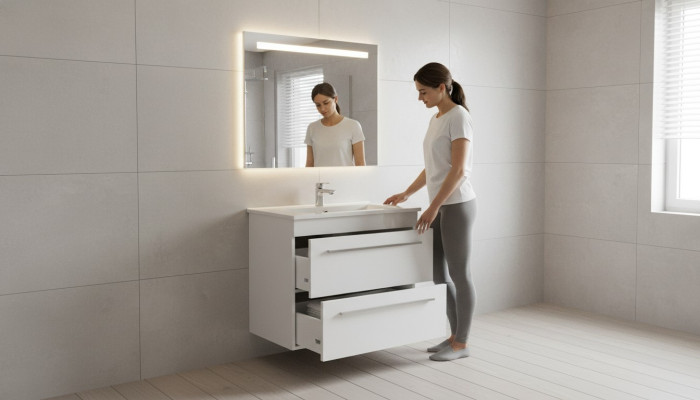 Lavabo suspendido, muebles de baño de alta calidad, decorativos y modernos.