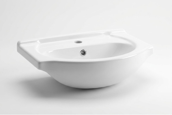 Lavabo de cerámica decorativo moderno de sobremontaje blanco.