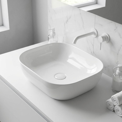Lavabo de cerámica moderno Lavabo de encimera decorativo Blancorecitación